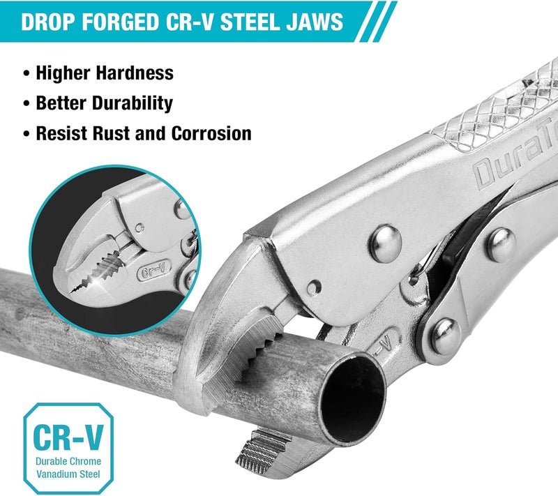 DURATECH 7-Inch Locking Pliers, Premium Cr-V Construction, Curved Jaw Locking Pliers with Wire Cutter, Fit for Clamping Twisting Welding - Image 3